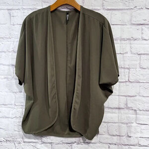 Oboe Womens Kimono Top Solid Green Short Sleeve‎ Open Front Blouse Small